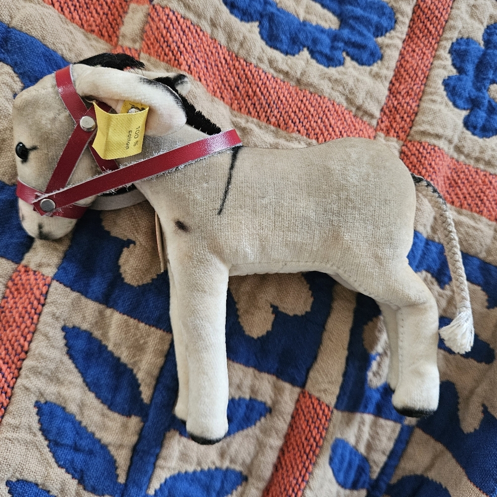 Beige Plush Donkey with Red Harness - Unbranded